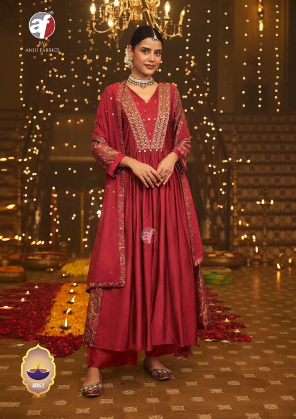 Dark Red Cotton Silk Blend Ensemble