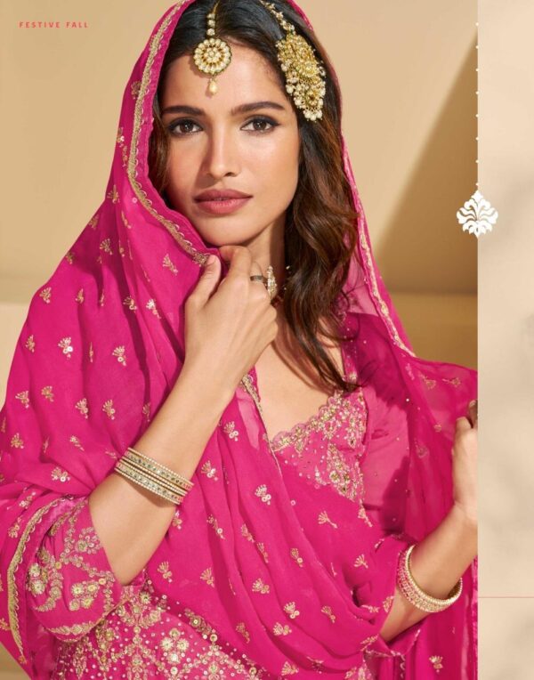 Elegant Pink & Orange Embroidered Sharara Set – Free Size up to 44 - Image 4