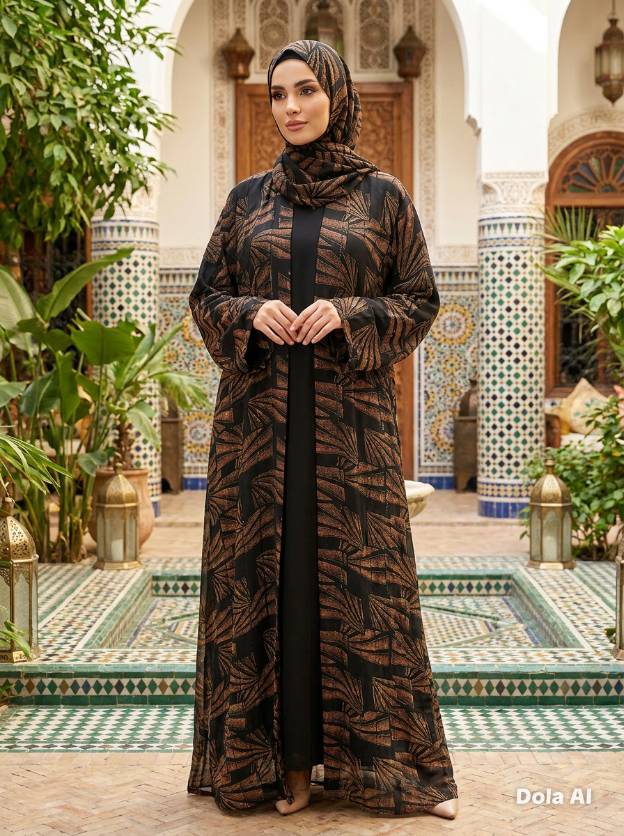 Double chiffon Abaya