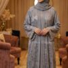 Grey Velvet Combination Abaya